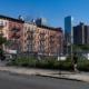 Manhattan west side community project grants, Manhattan community grants: a street in Hell's Kitchen with undeveloped land