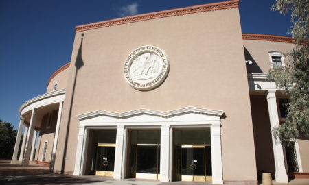 New Mexico Second Chance Law Fails: New Mexico State Capitol tan adobe building front exterior, Santa Fe, NM