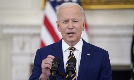 youth programs central to Biden's crime plan: image of President Biden giving speech at podium