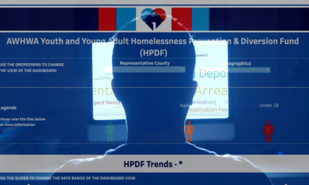 A Way Home Washington - An illustration of a blue human head in front of a data dashboard