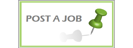 Post a job grey text with green pushpin.